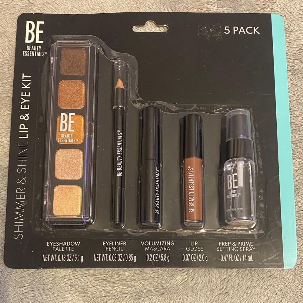 BE Beauty Essentials Shimmer & Shine Lip & Eye Kit - Gold/Bronze